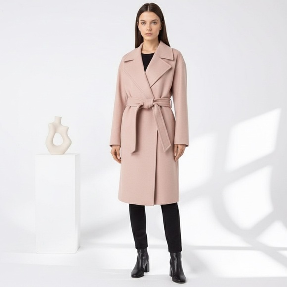 All Saints Jackets & Blazers - AllSaints blush pink Indira Nesi wool belted wrap coat - Large